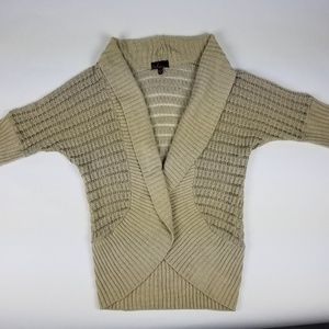 Takeout Tan 3/4 Sleeve Crochet Cardigan